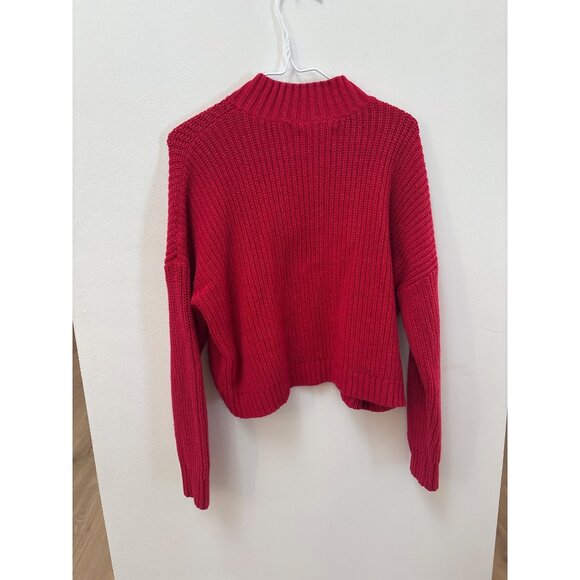 Hollister Womens Ribbed Half-Zip Red Knit Sweater M - Picture 4 of 4